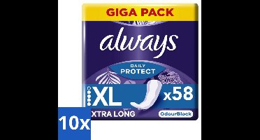 10 x Always - Inlegkruisjes - Long - Plus - 58 Inlegkruisjes - Inlegkruisje - Inlegkruisjes - Geurcontrole - Frisheid - Afscheiding