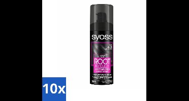 10 x SYOSS - Uitgroeispray Zwart - Uitgroeispray - Kleurbescherming - Directe Grijsdekking - Uitgroeispray - Kleurbescherming - Directe Grijsdekking - Tijdelijke Camouflage - Haarkleurbeurten