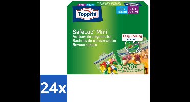 Toppits – Safeloc Mini Zip-Zakjes – 40 Zakjes - Voordeelverpakking - 24 stuks