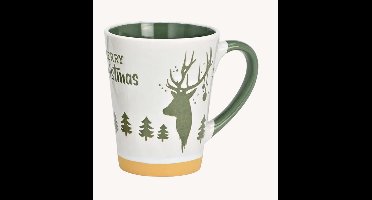 Mok elanden "Merry Christmas" wit 360ml