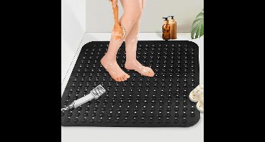 Douchemat - 80 x 80 cm (Vierkant) - Polyvinylchloride (PVC) - Antislip - extra grote - Kleur : Zwart