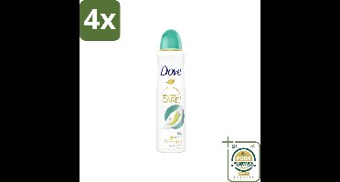 Dove – Deodorant Spray – Peer & Aloe Vera – 150 ml - Voordeelverpakking - 4 stuks - Zweetvermindering - Frisse geur