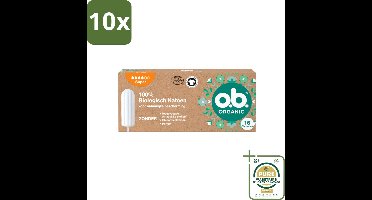 10 x o.b. - Tampons - Organic Cotton Super - 100% Biologisch Katoen - 16 tampons - Grootverpakking - Tampons - Biologisch Katoen - Menstruatie - Bescherming - Natuurlijke Hygiëne