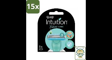 15 x Wilkinson Intuition - Navulmesjes - Bikini Care Duo - Praktisch - 3 mesjes - Grootverpakking - Intieme Zone Scheren - Bikini Care - Gevoelige Huid Scheren - Navulmesjes - Scheren Voor Vrouwen