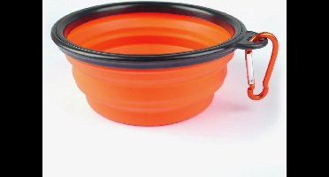 Opvouwbare Honden Drinkbak - Siliconen Drinkbak Inklapbaar - met Karabijnhaak - Oranje - 1 stuk à 450 ml