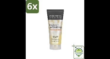 John Frieda – Shampoo – Sheer Blonde Highlight Activating Brightening – Voor highlights – 250 ml - Voordeelverpakking - 6 stuks - Blond highlights - Verhelderende shampoo