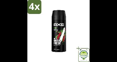 Axe – Deodorant – Africa – 150 ml - Voordeelverpakking - 4 stuks - Afrikaanse geur - Frisheid