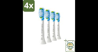 Philips Sonicare - Opzetborstels - C3 Premium Plaque Defense - Grondige Reiniging - 4 opzetborstels - HX9044/17 - Voordeelverpakking - 4 stuks - Tandplak verwijderen - Elektrische tandenborstel