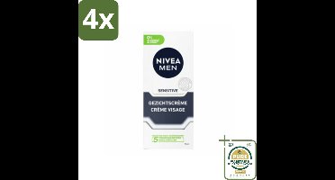 NIVEA MEN - Sensitive - Dagcrème Gezicht - 75 ml - Voordeelverpakking - 4 stuks - Huidverzorging - Kamille