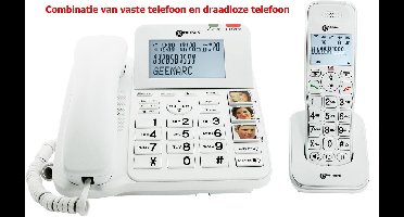 Vaste telefoon met 3 FOTO-TOETSEN + draadloze telefoon - geschikt voor Sslechthorenden - Combi 295