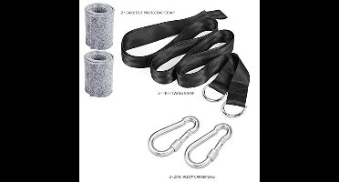 Hangmatriemen, 2 x 150 cm boomschommelriemen met karabiners en D-ringen, 2 boombeschermers, hangmatbevestiging voor kamperen, tuinschommel, max. 550 kg