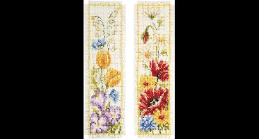 Vervaco - Telpakket kit - 6 x 20cm - Bladwijzer - Lentebloemen - set van 2 - PN-0021454