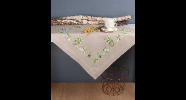 Vervaco - Tafelkleed kit met ingeweven boord - 80 x 80cm - Sneeuwklokjes - PN-0184929