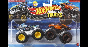 Hot wheels Monster Jam truck 2-pack Slam Prix / Prix Collision & Dodge Charger- monstertrucks 9 cm schaal 1:64