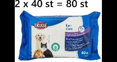** 2 x **trixie oordoekjes voor honden, katten en andere kleine huisdieren - met aloe vera - huidvriendelijkecreinigingslotion 40 st = 80 st