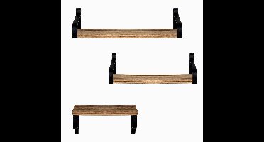 Intirilife Set van 3 wandplanken in hout - zwevende planken 3 stuks met schroeven en pluggen - plank met 2 montagemogelijkheden - rustieke wandplanken voor woonkamer, keuken, werkkamer - vintage bruin-zwart