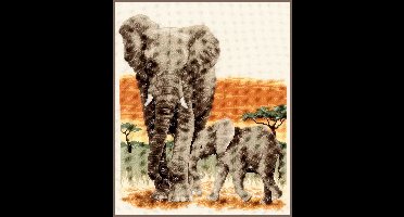 Vervaco - Telpakket kit - Olifanten op tocht - PN-0021576 - Borduren - Borduurpakket - Borduurpakket volwassenen