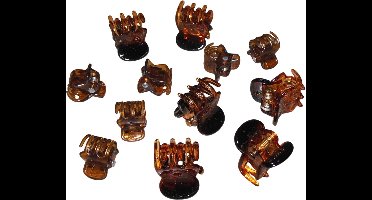 6x Haarklemmetjes + 6x Haarklemmetjes mini - bruin