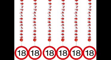 Folat party 18 jaar verjaardag versiering - rotorspiralen plafond - verkeersborden thema - 6x stuks