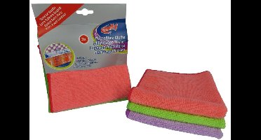 Multy - Microvezeldoekjes - Universeel - 3 stuks - rood/groen/paars