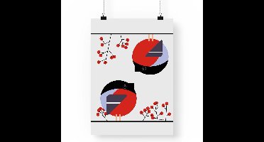 Artprint Goudvinken - Vogel illustratie in A4 formaat - Poster abstracte goudvinken