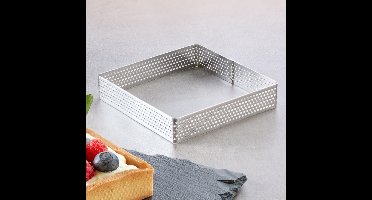 Westmark taartframe 4 deuus. – Perfecte taart- en quicheblikken – Uniform bakresultaat dankzij perforatie – Zilver, 10x10 cm