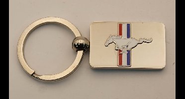 Sleutelhanger Ford Mustang met witte paard - Ford Mustang keyring - Automerk sleutelhanger Ford Mustang - licentie sleutelhangers van automerken liefhebbers