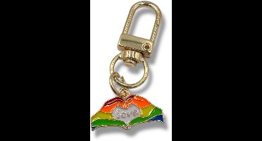 Regenboog Sleutelhanger – “Love” Handgebaar | Vrolijk, Betekenisvol & Stijlvol
