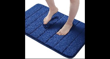 Badmat - 40 x 60 cm - Traagschuim - Middelpolig - absorberend - antislip - wasbaar - Kleur : marineblauw