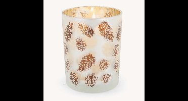 Theelichtpotje met dennenappels - glas