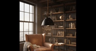 Hanglamp Korf XL 47x47x55 cm – Industrieel Design met Burned Steel Metaal en Naturel Touw | Altameubel