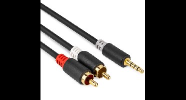 Nedis Stereo-Audiokabel - 3,5 mm Male - 2x RCA Male - Verguld - 5.00 m - Rond - Antraciet - Doos
