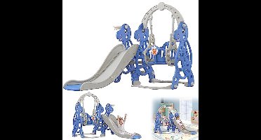 YRHome 4-in-1 gewelfde kinderglijbaan voor kinderen, vrijstaande glijbaan met basketbalkorf en schommel, kunststof glijbaan voor kleine kinderen, 175 x 140 x 115 cm, voor binnen en buiten, met