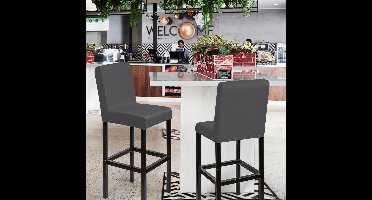 Stoelhoes - Stoelhoezen - Stretch Stoelhoes - Verwijderbare Wasbare Stoelhoezen voor Keuken, Ontbijtbalie, Barkrukken, Café - set van 2 - Donkergrijs - 48D x 45B x 40H centimeter