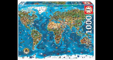 Educa - Puzzel - Wereld wonderen - wereldkaart - 1000 stukjes - Legpuzzel