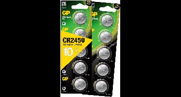 GP Lithium CR2450 3V knoopcel batterij (CR 2450/DL2450) - 10 stuks batterijen CR2450