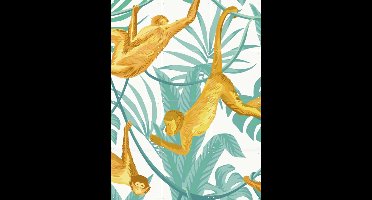 IXXI Happy monkeys, Creative Lab Amsterdam - 60 x 80 cm - Gratis ophangtool - Grote wanddecoratie en posters - Illustraties, Speels, Digitale Kunst