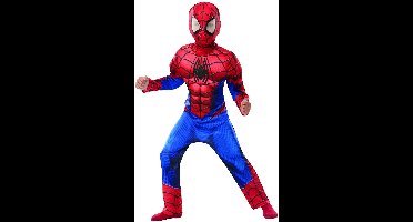 Rubies - Spiderman Kostuum - Spider-Man Deluxe Spinneman Kind Kostuum - Blauw, Rood - Maat 104 - Carnavalskleding - Verkleedkleding