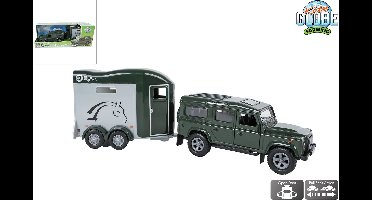 Kids Globe Land Rover with Cheval Liberte Horse Trailer - 28cm