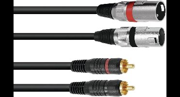 Omnitronic 3022522B XLR Adapterkabel [2x XLR-stekker 3-polig - 2x Cinch-stekker] 1.00 m Zwart