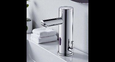 Auralum max Sensor Wastafelmengkraan - Infrarood Badkamerkraan - Automatische Wastafelkraan - inclusief aansluitingen - Badkamer Handwasbak - Waterbesparende - Chroom