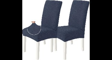 Stoelhoezen - 2 Stuks - Stretch - Moderne - Afneembare Wasbare Stoelbekleding - anti-pilling - zacht - - Hypoallergeen - Opvouwbaar & Verstelbaar - Donkerblauw