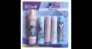 Disney Stoepkrijt - Buiten Spelen - Thema: Lilo & Stitch - 5 Kleuren & Stoepkrijthouder voor Schone Handen - Buiten Speelgoed - Tuin Speelgoed - Creatief Speelgoed - Cadeau voor Jongens & Meisjes - Handvat + Stoepkrijt - Disney Lilo & Stitch