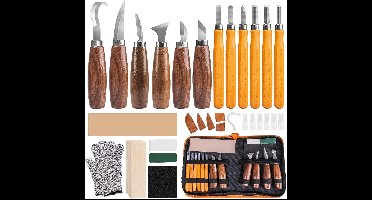 Houtsnijset - Houtsnijden - Woodcarving - Bruin en Oranje