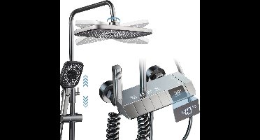 Thermostaatkraan – Thermostatische Douchekraan – Doucheset – Mengkraan – Badkraan – LED Digitaal Display – Verchroomd RVS Met Verstelbare Douchestang