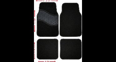 Automatten voor Toyota RAV4 5. 2019 - M102 - Tapijt met Rubber Inzet, Waterdicht & Antislip – 4-delige Set – Zwart met Zwarte Sierlijn