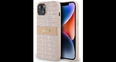 DKNY Textured Tonal Stripe Back Case - Geschikt voor Apple iPhone 14 (6.1") - Roze