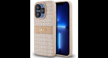 DKNY Textured Tonal Stripe Back Case - Geschikt voor Apple iPhone 14 Pro (6.1") - Roze