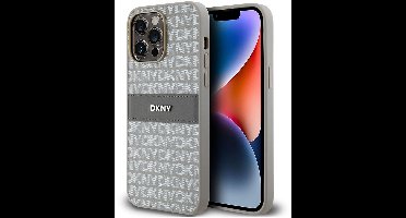 DKNY Textured Tonal Stripe Back Case - Geschikt voor Apple iPhone 14 Pro (6.1") - Beige