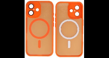 MagSafe Hoesje Geschikt voor iPhone 16 - Mat-Transparent met Camera Beschermer Case - Oranje